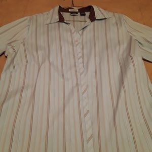 Brown and blue long sleeve collar shirt